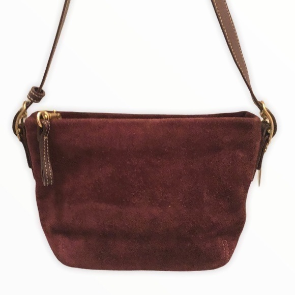 Coach burgundy maroon suede mini bag baguette - Picture 1 of 12
